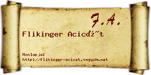 Flikinger Acicét névjegykártya